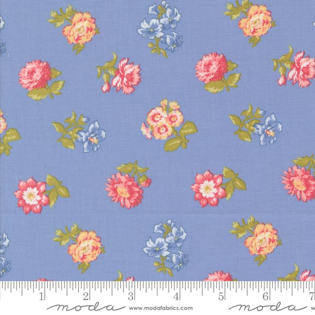 Fabric Moda Blue Field Floral Memory Lane by the Quarter Yard 18781-15